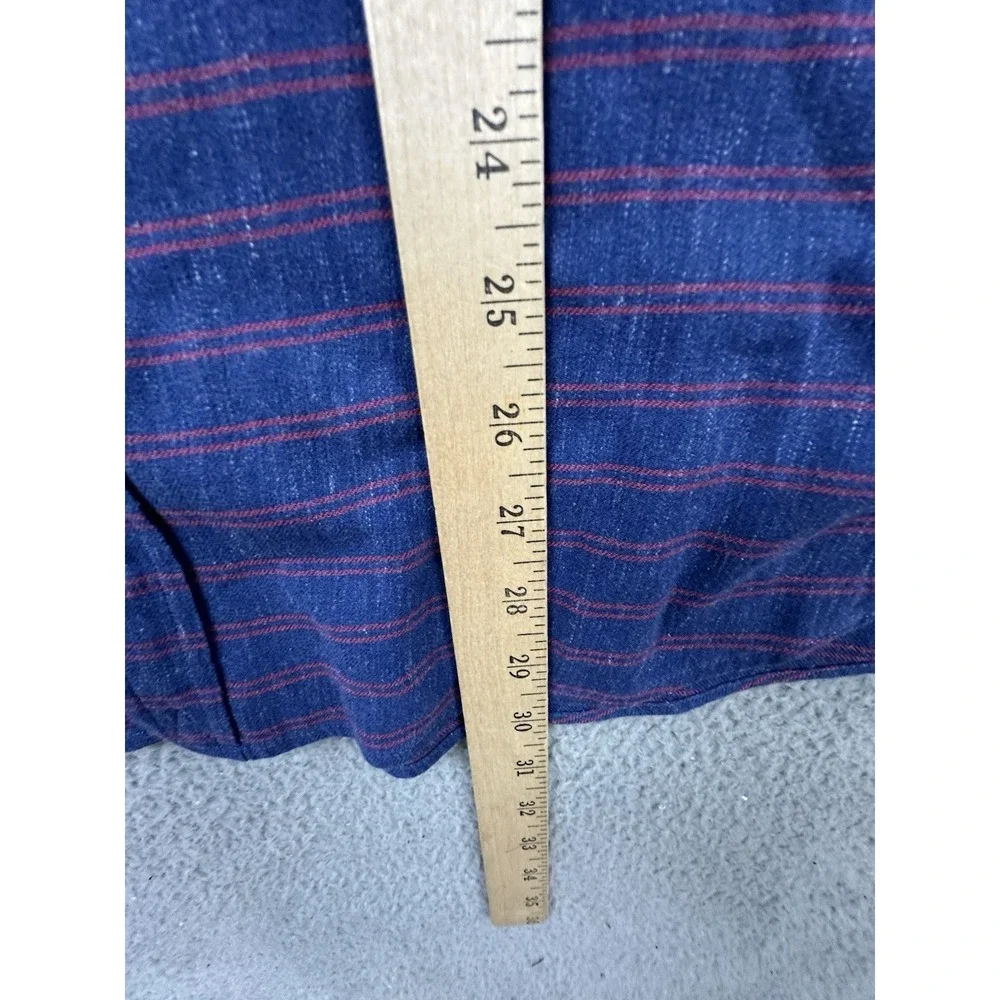 Vineyard Vines Slim Longshore Shirt Mens Sz XL Blue Red Striped Linen Blend
